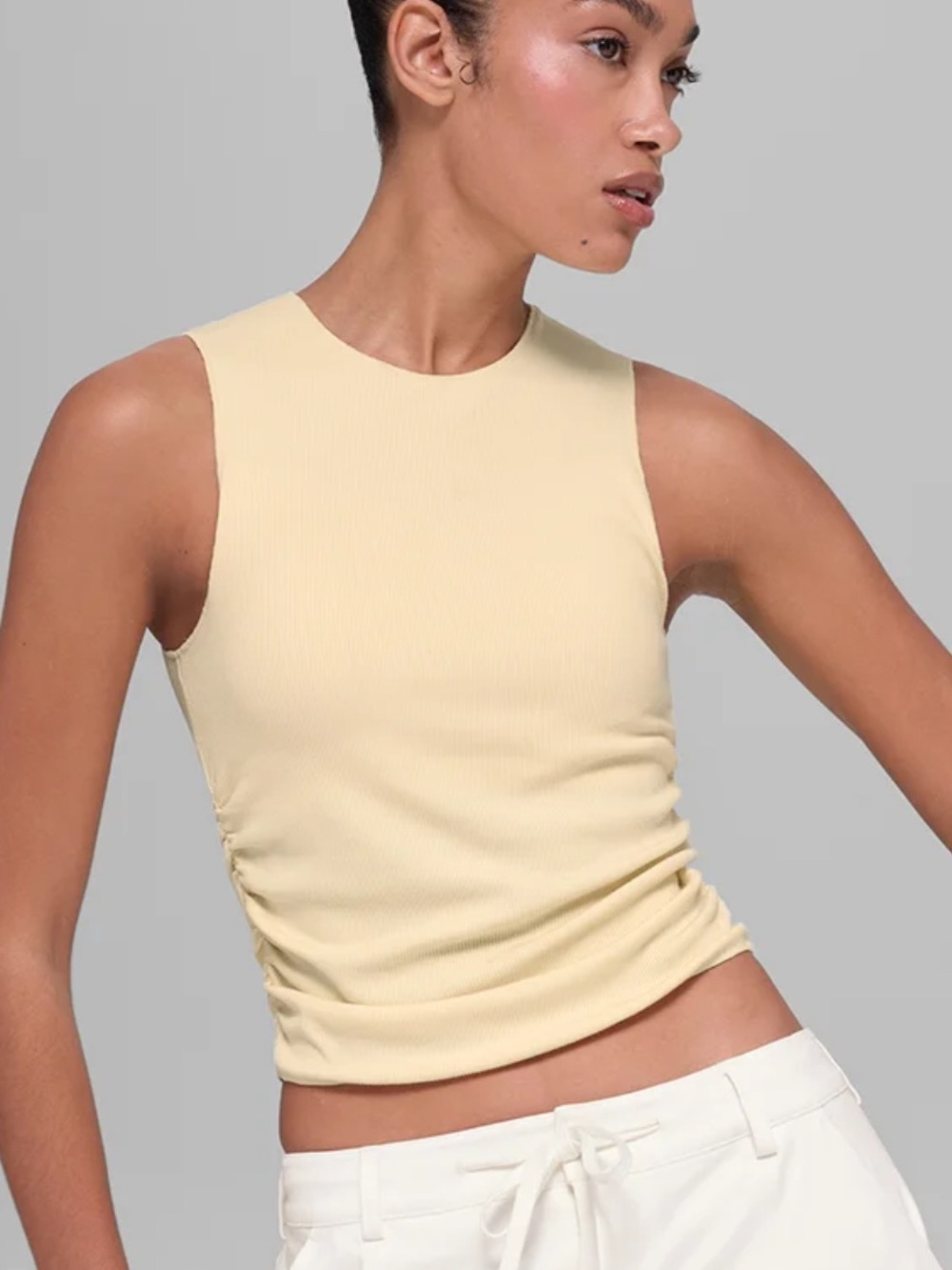 Alo Yoga Ribbed Tank Top in Pale Yellow